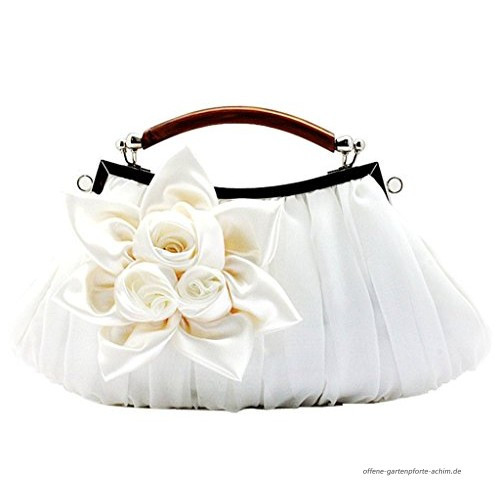 Clutch Weiß Hochzeit
 ERGEOB Damen Clutch Tasche mit Blumen für Event Party