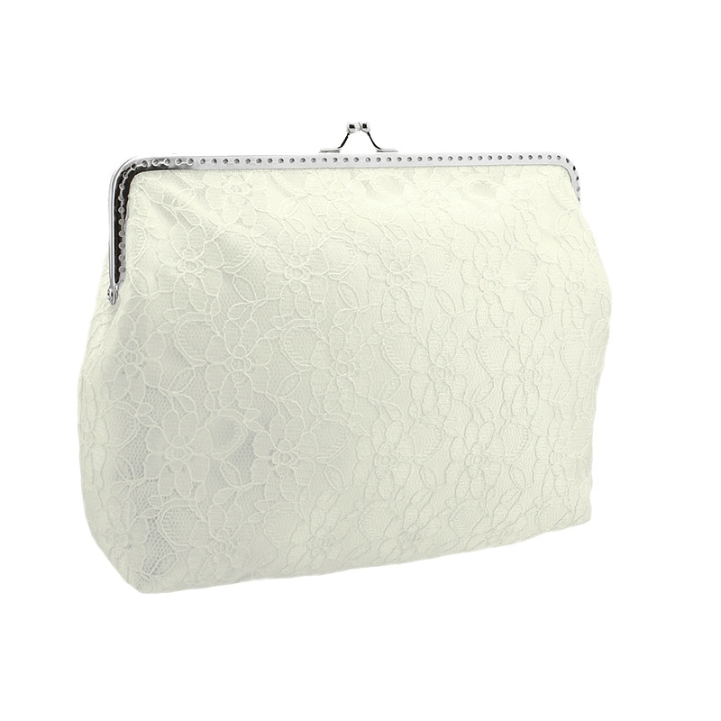 Clutch Weiß Hochzeit
 Braut Handtasche Creme