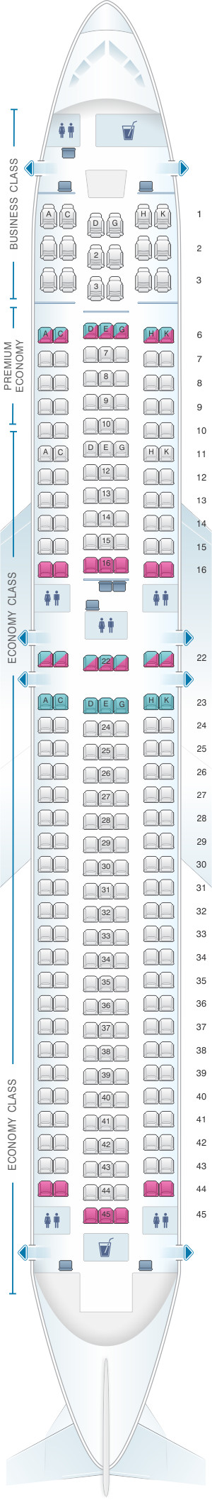 Condor Boeing 767 Bester Sitzplatz
 Mapa de asientos Condor Boeing B767 300ER version1 Plano