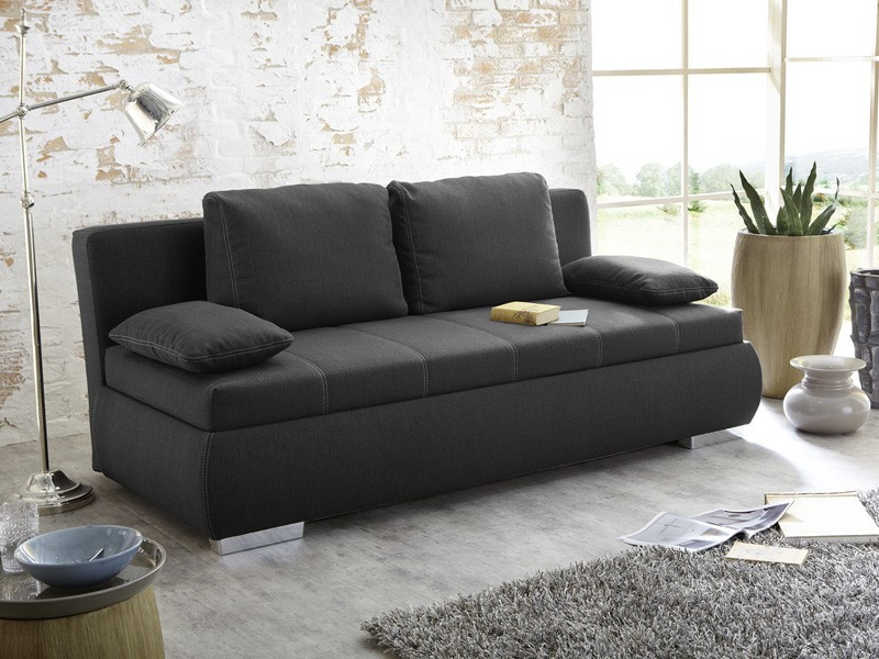 Couch Boxspring
 Dauerschläfer Schlafsofa Merlin 210x112cm dunkel grau Sofa