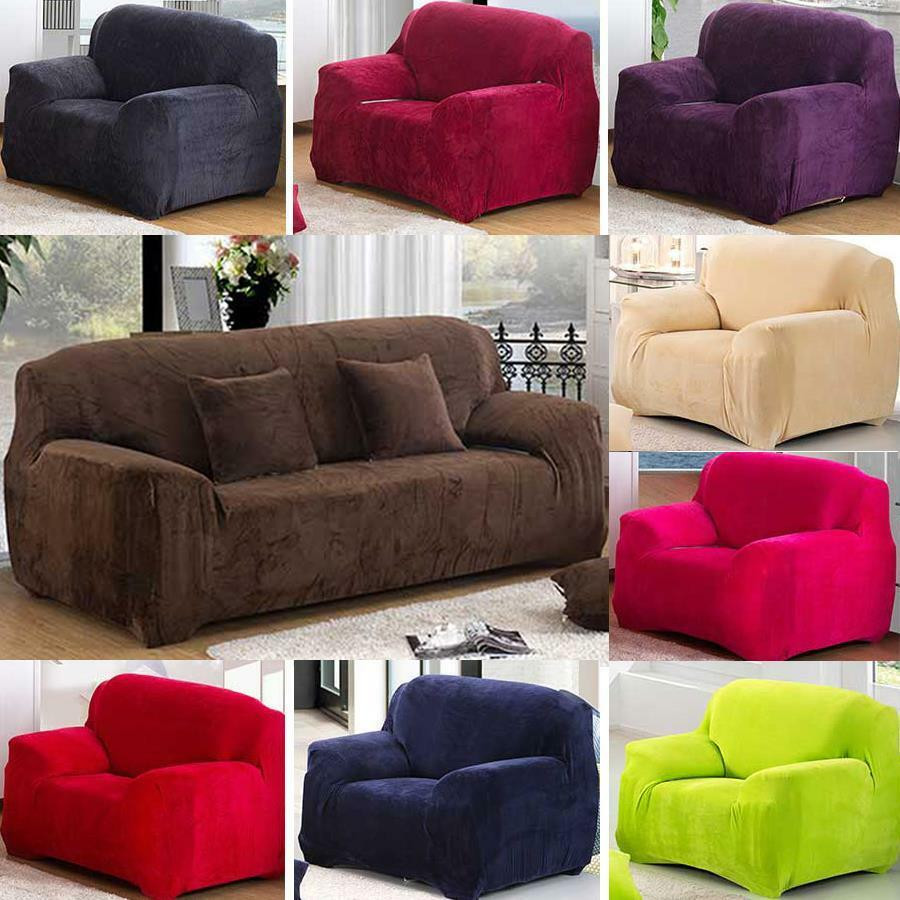 Couch Covers
 Super Thick Solid Colour Plush Pillow Couch Stretch Sofa