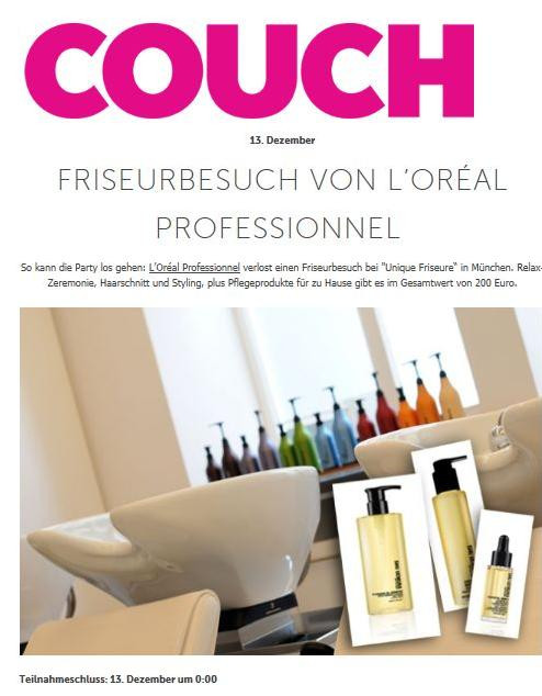 Couch Mag Adventskalender
 Gewinnspiel von Unique Friseure aus München