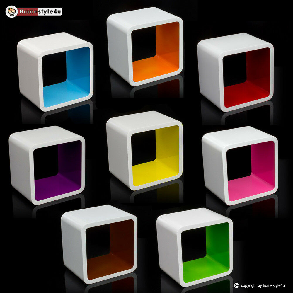 Cube Regal
 Cube Design Retro Wandregal CD Regal bunt Bücherregal