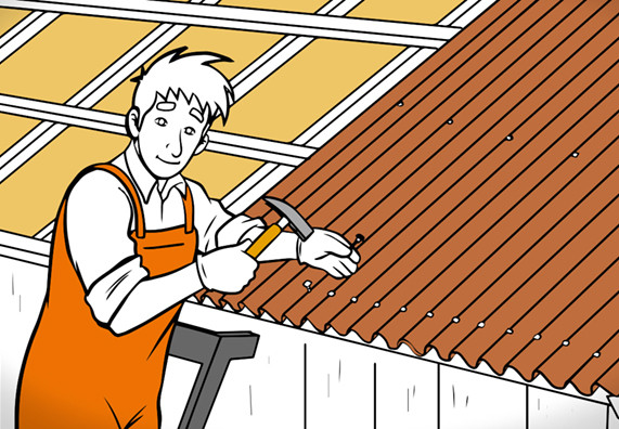 Dach Decken
 Dach decken mit Wellplatten ganz einfach mit OBI