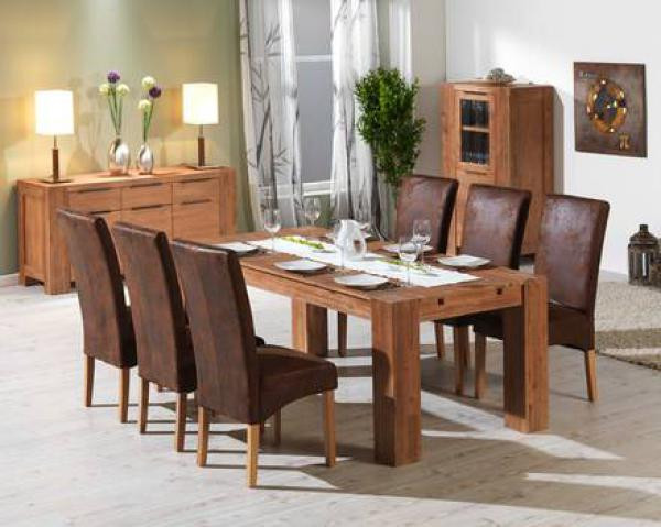Dänisches Bettenlager Tisch
 Set Samson Tom Akazie 6 Stühle 1 Tisch antikbraun von