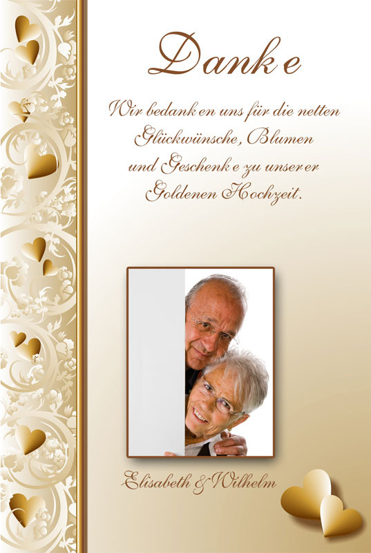 Danke Hochzeit Text
 Dankeskarten & Danksagungen zur Goldenen Hochzeit