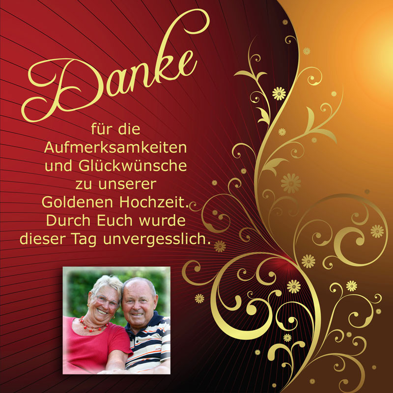 Danke Hochzeit Text
 Dankeskarten & Danksagungen zur Goldenen Hochzeit