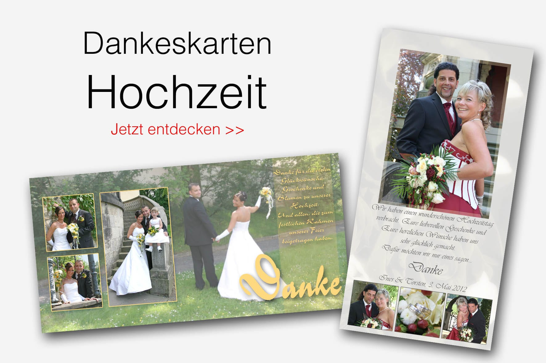 Dankeskarte Hochzeit
 Danksagungen Dankeskarten & Einladungen bestellen