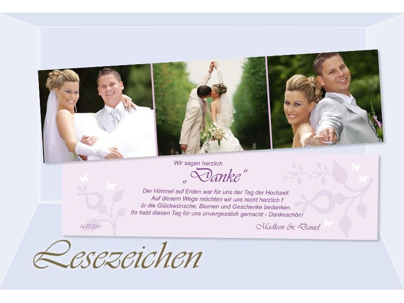 Danksagung Hochzeit Karte
 Danksagung Hochzeit Lesezeichen Karte Danksagungskarte