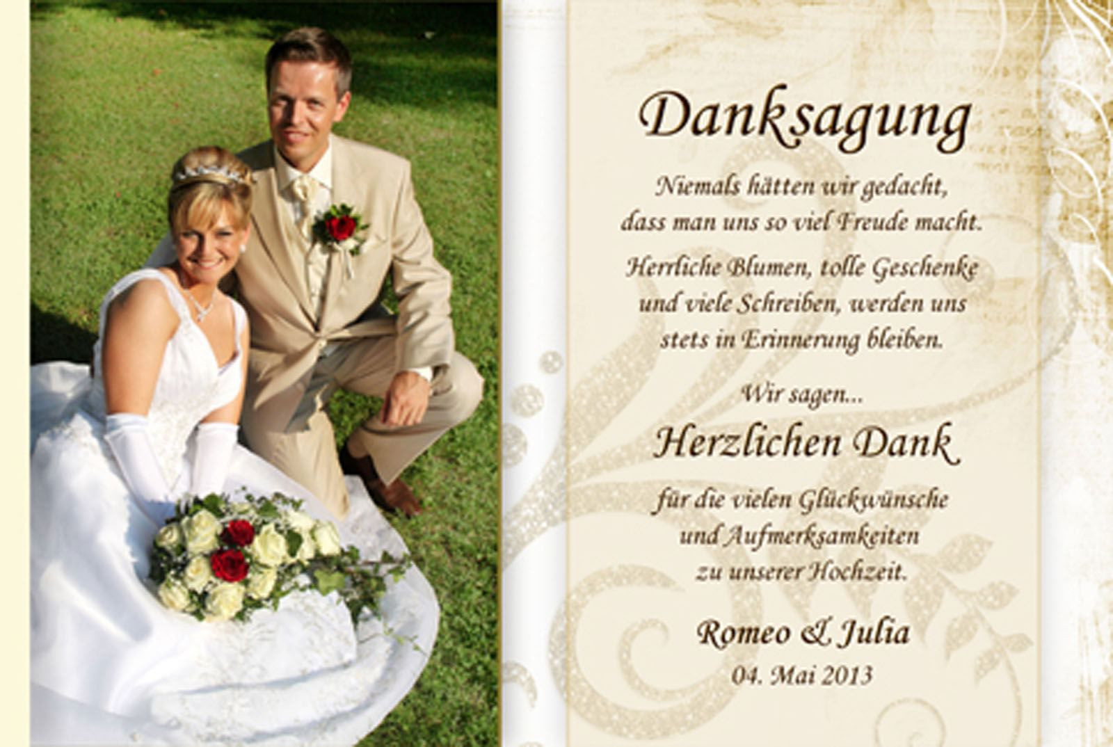 Danksagung Hochzeit Spruch
 dankeskarten hochzeit dankeskarte hochzeit text