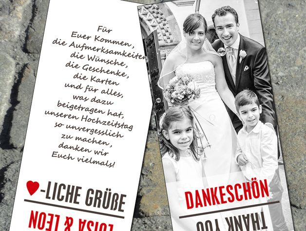 Danksagung Hochzeit Sprüche
 Dankeskarte Hochzeit als Lesezeichen