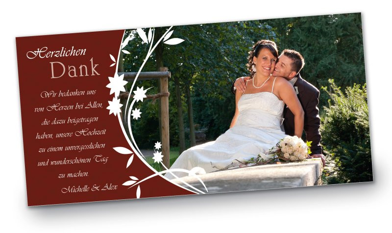 Danksagungskarte Hochzeit
 Hochzeit Danksagungskarte DIN Lang quer Michelle Alex