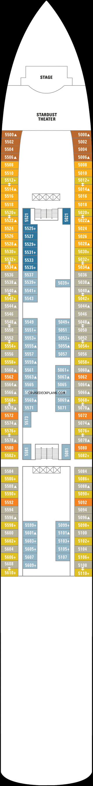 Deck 5
 Norwegian Gem Deck 5 Deck Plan Tour