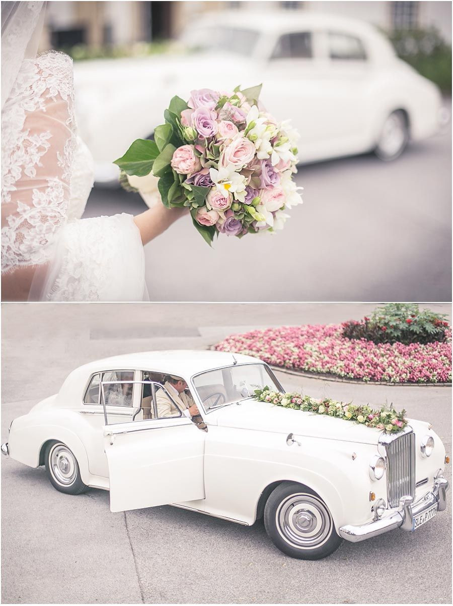 Deko Auto Hochzeit
 Hochzeit Oldtimer weißes Auto altes Auto Rolls Royce