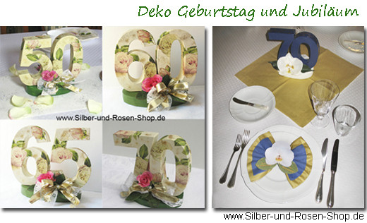 Deko Shop
 Deko Geburtstag Jubiläum Silber und Rosen Shop