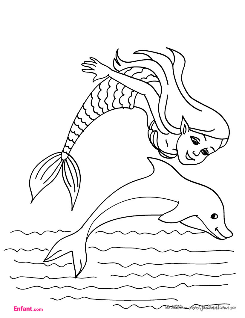 Delfin Ausmalbilder
 Coloriages pour fille La sirène et le dauphin