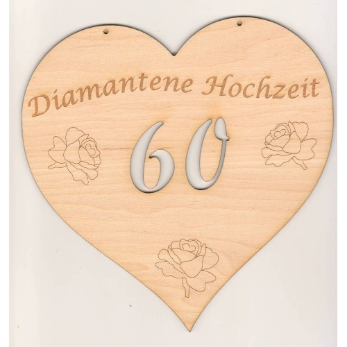 Diamantene Hochzeit
 Herz geschwungen Diamantene Hochzeit Aufschrift und Zahl 60