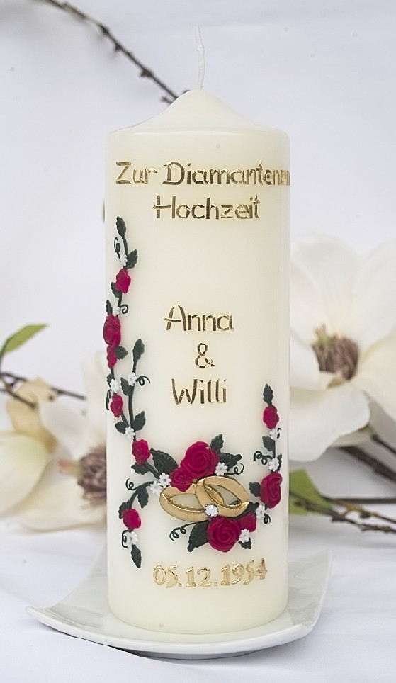 Diamantene Hochzeit Symbol
 Der Shop für Ihre Hochzeitskerze Konfirmationskerze