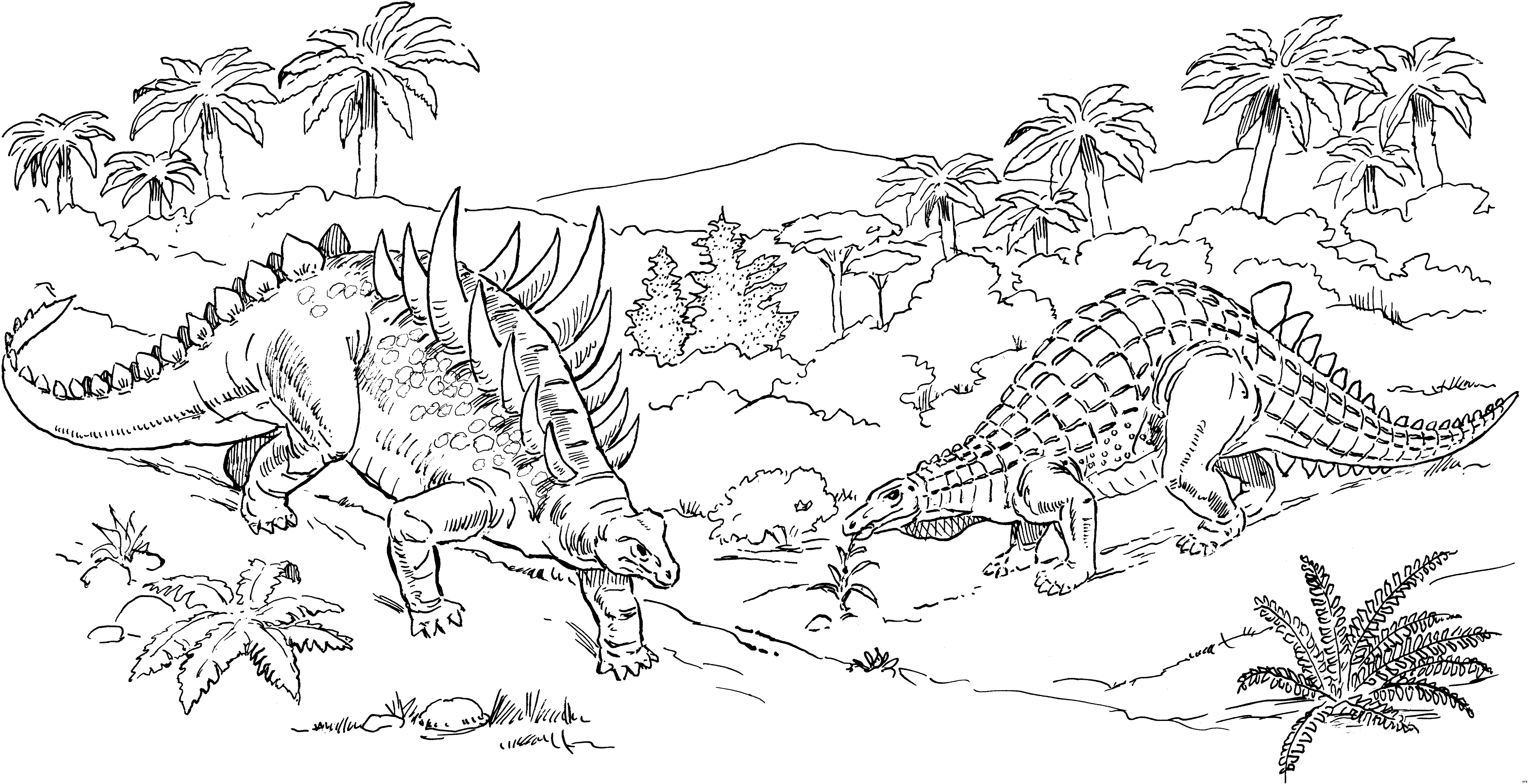 Dinos Ausmalbilder
 Kaempfende Dinos Ausmalbild & Malvorlage Tiere