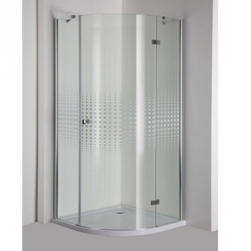 Duschkabine 90x90
 Duschkabine Viertelkreis 90x90 cm mit Dekorglas