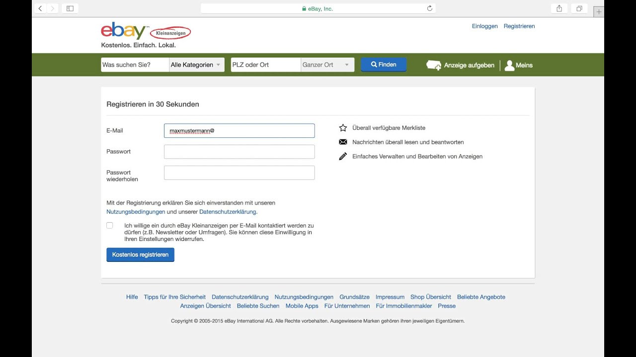 Ebay Kleinanzeigen Düsseldorf Wohnung
 eBay Kleinanzeigen anmelden registrieren account erstellen