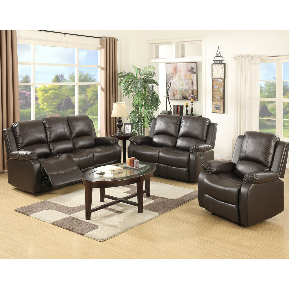 Ebay Sofa
 3 Set Sofa Loveseat Chaise Couch Recliner Leather Living