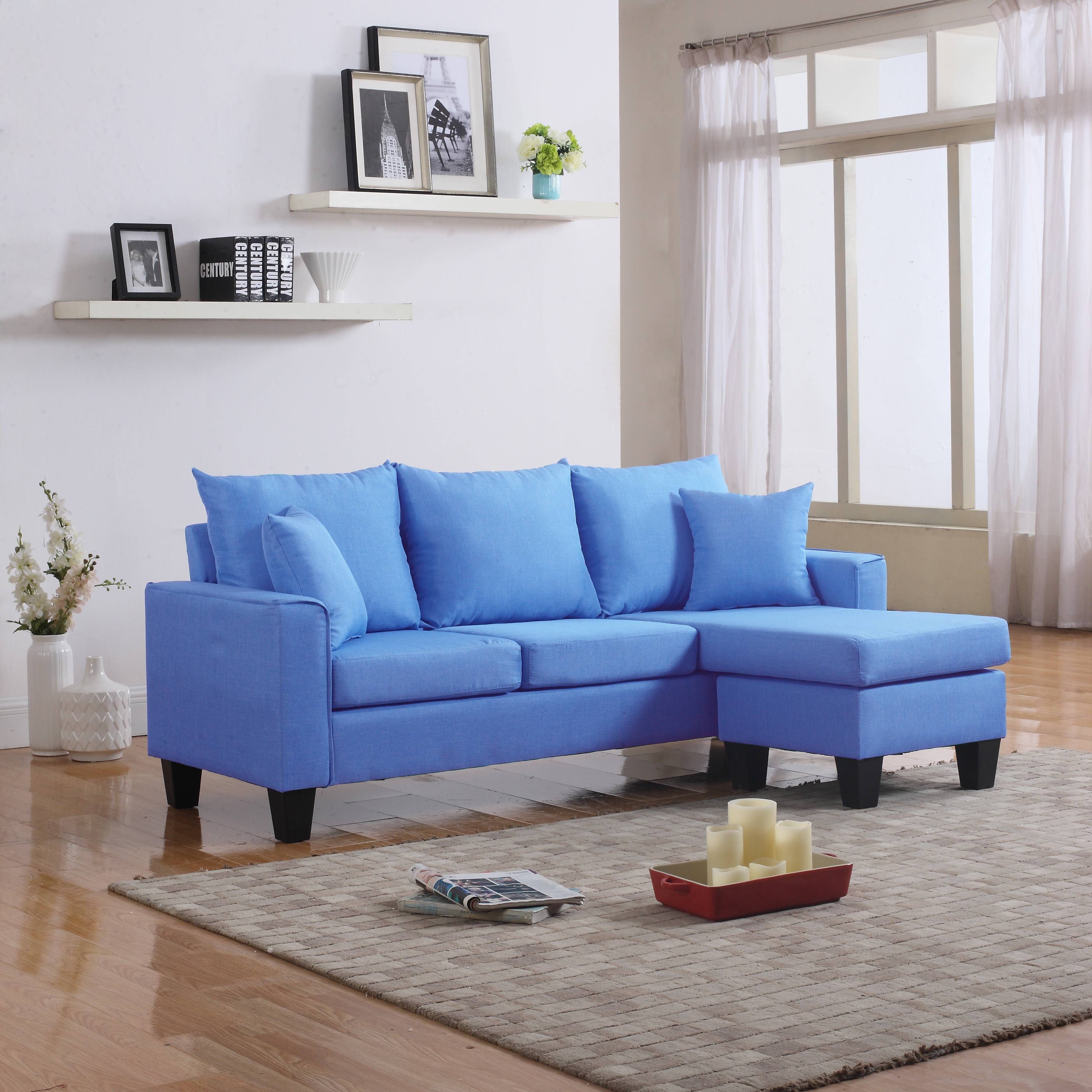 Ebay Sofa
 Modern Fabric Small Space Sectional Sofa with Reversible