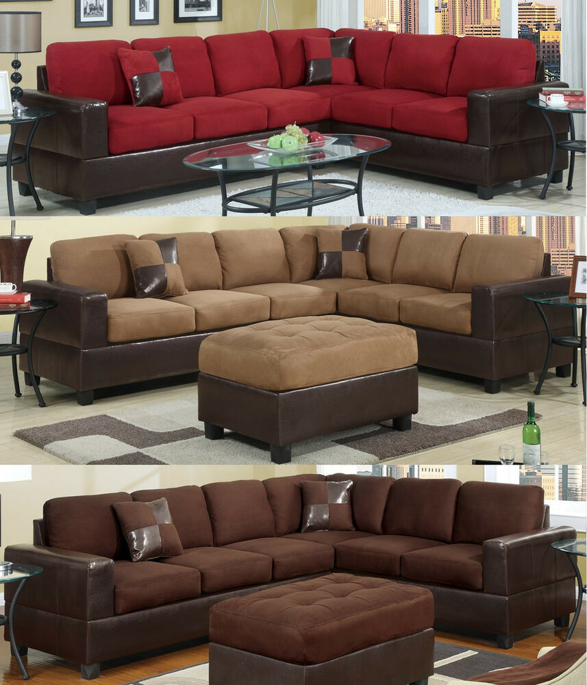 Ebay Sofa
 Sectional Sofa Furniture Microfiber Sectional Couch 2 Pc