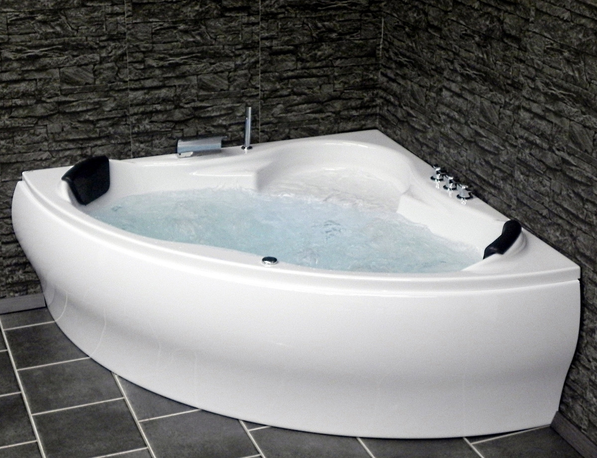 Eckbadewanne Whirlpool
 Whirlpool Badewanne Paris mit 8 Massage Düsen LED Viega