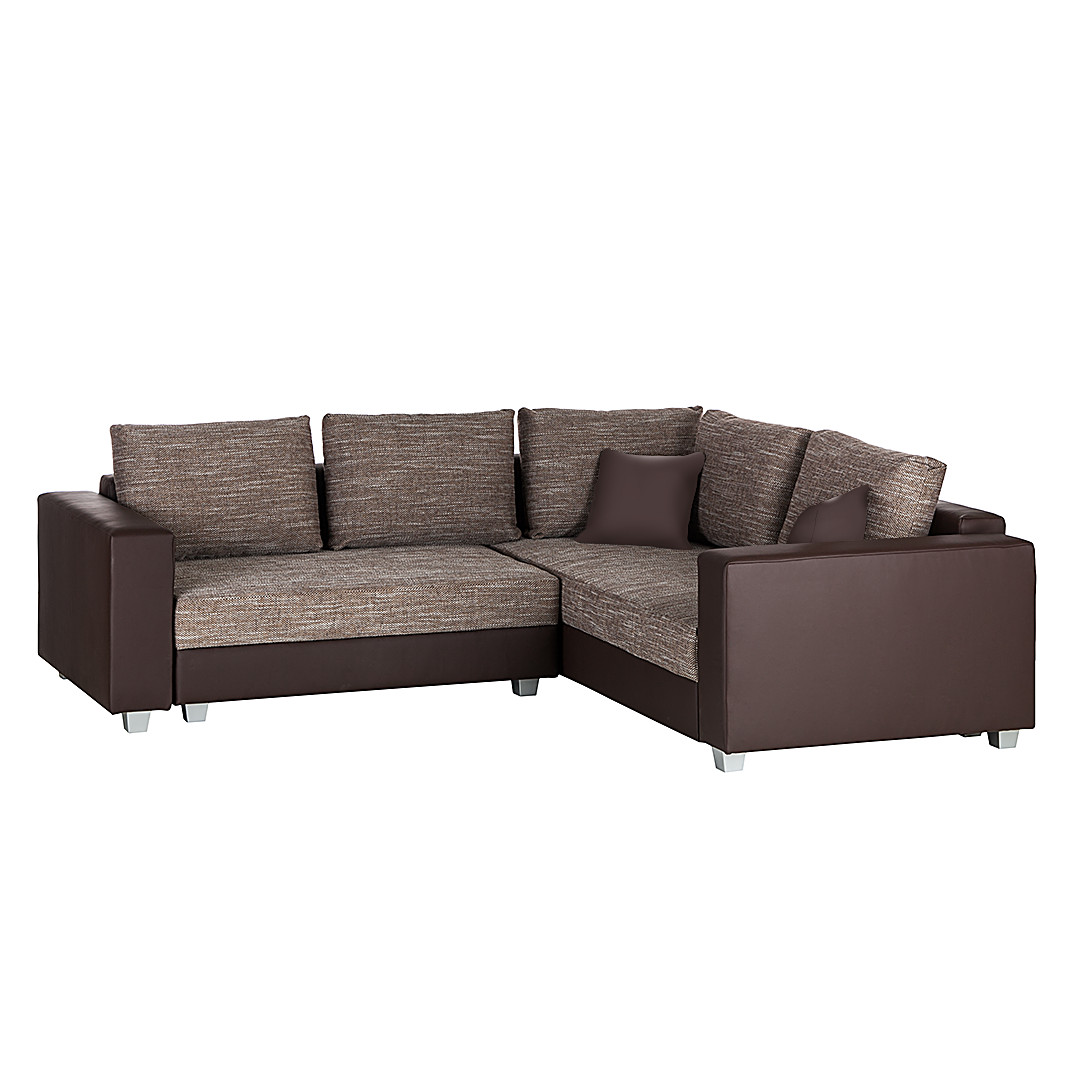 Eckcouch Mit Schlaffunktion
 Ecksofa mit Schlaffunktion 2 Sitzer Lederlook Braun