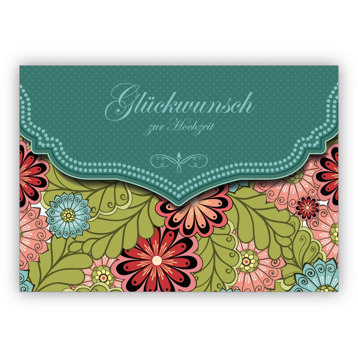 Edle Glückwunschkarten Zur Hochzeit
 Edle Hochzeitskarte mit modernem Blumen Muster in grün