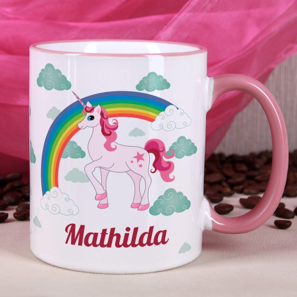 Einhorn Geschenke Mädchen
 Tasse mit Einhorn und Name