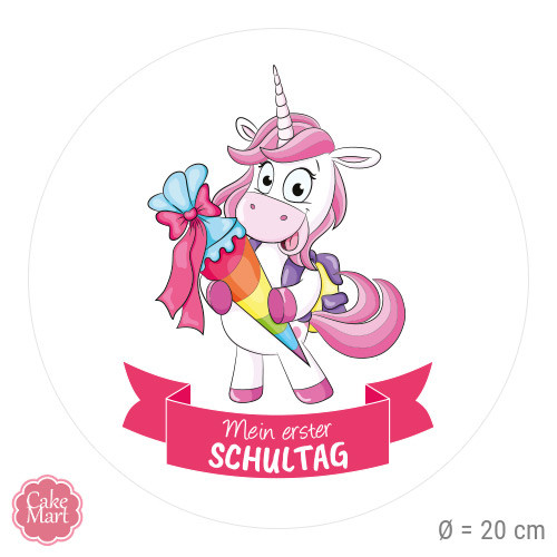 Einhorn Geschenke Mädchen
 Tortenaufleger "Einschulung" Einhorn Mädchen rund 20