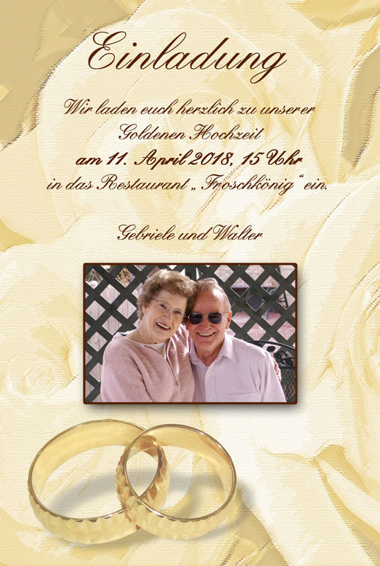 Einladung Goldene Hochzeit
 Einladung & Einladungskarten Goldene Hochzeit