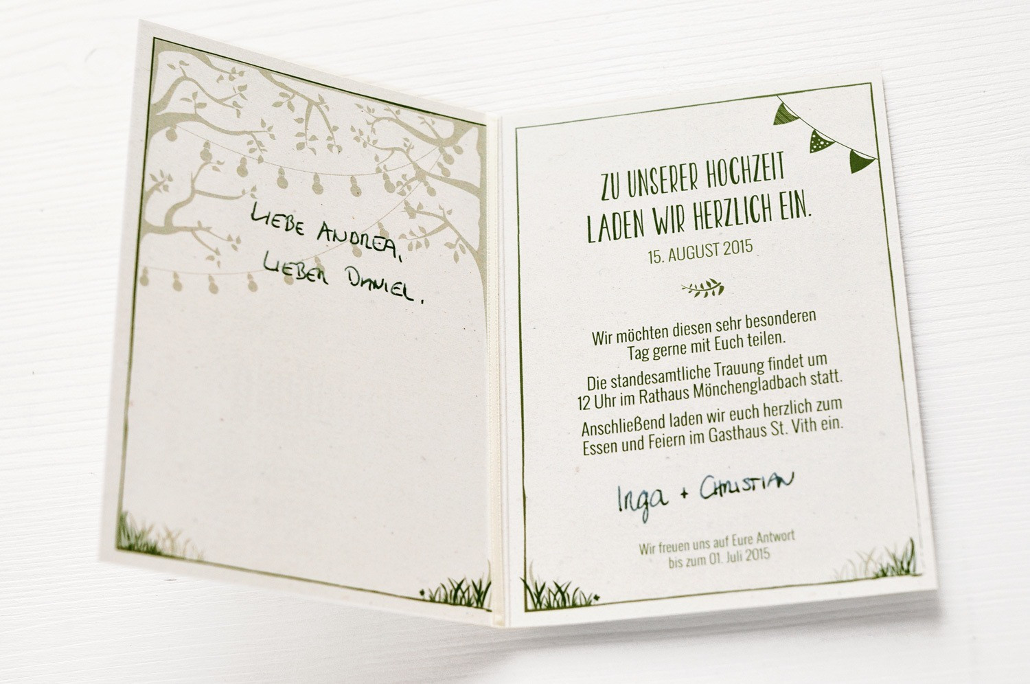 Einladung Hochzeit
 Danksagung „Gartentraum" – hochzeitskartendesign