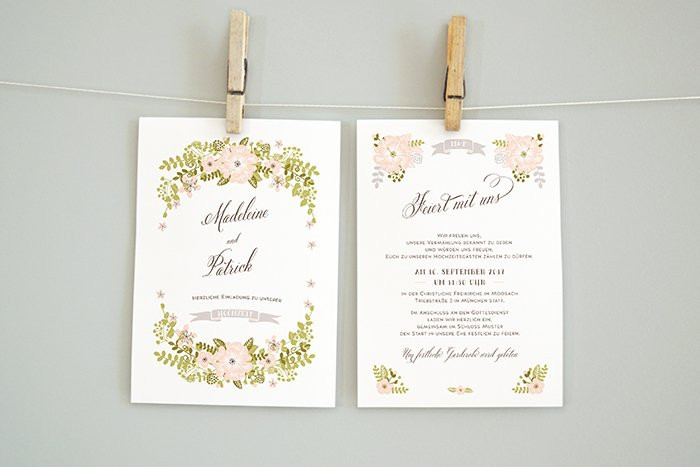 Einladung Hochzeit Vintage
 Hochzeitspapeterie im Vintagelook