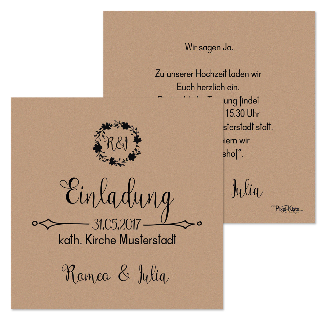 Einladungen Hochzeit
 quadratische Einladungen Hochzeit Vintage Style