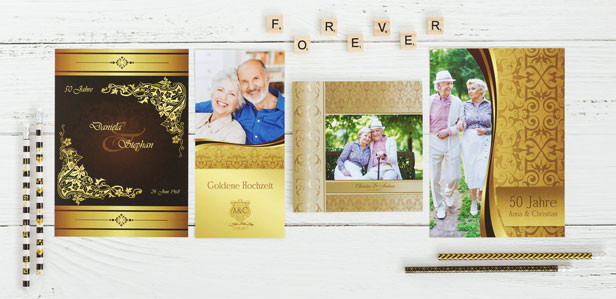 Einladungen Zur Goldenen Hochzeit
 Einladungskarten zur Goldhochzeit online gestalten