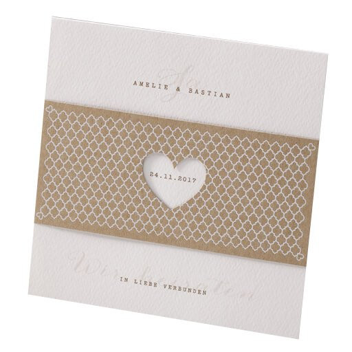 Einladungskarte Hochzeit
 Hochzeitseinladung "Elli" mit Kraftpapier Banderole