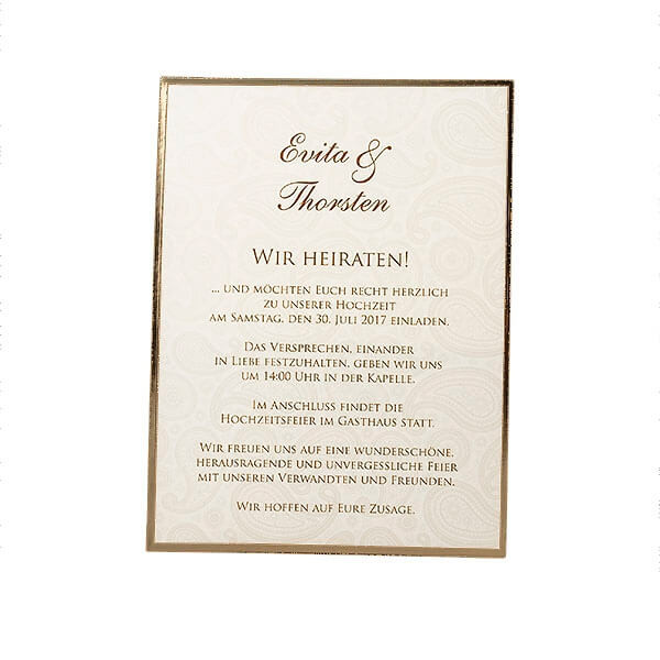 Einladungskarte Hochzeit Text
 Einladungskarte Hochzeit "Evita" weddix weddix
