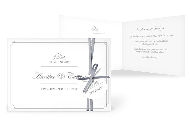 Einladungskarte Hochzeit Text
 Einladungskarte Hochzeit "Noblesse"