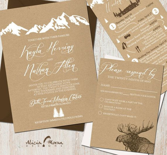 Einladungskarten Hochzeit Berge
 Hochzeit Einladung Suite Berge Colorado Kraft von