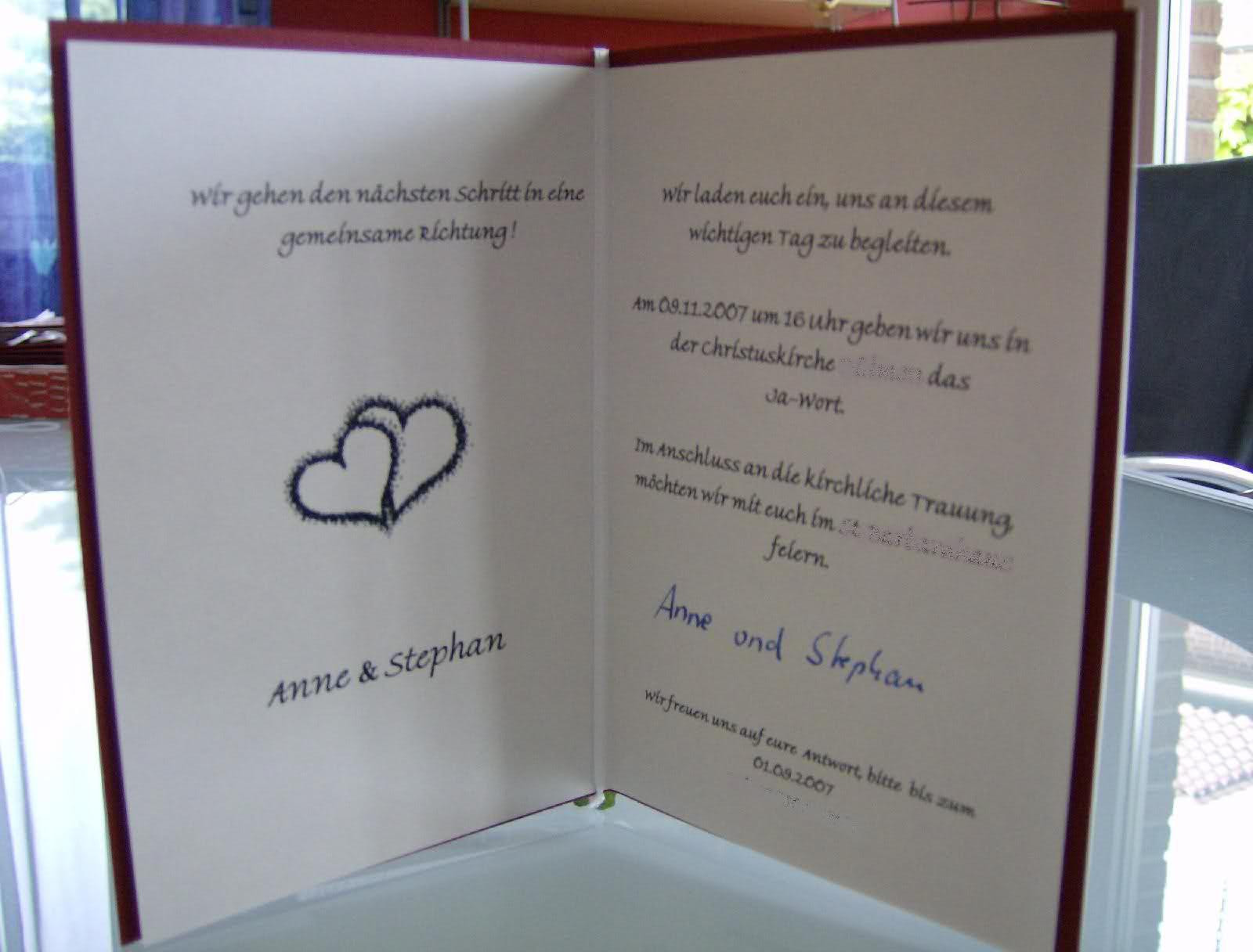 Einladungskarten Hochzeit
 Einladungskarten Hochzeit Text