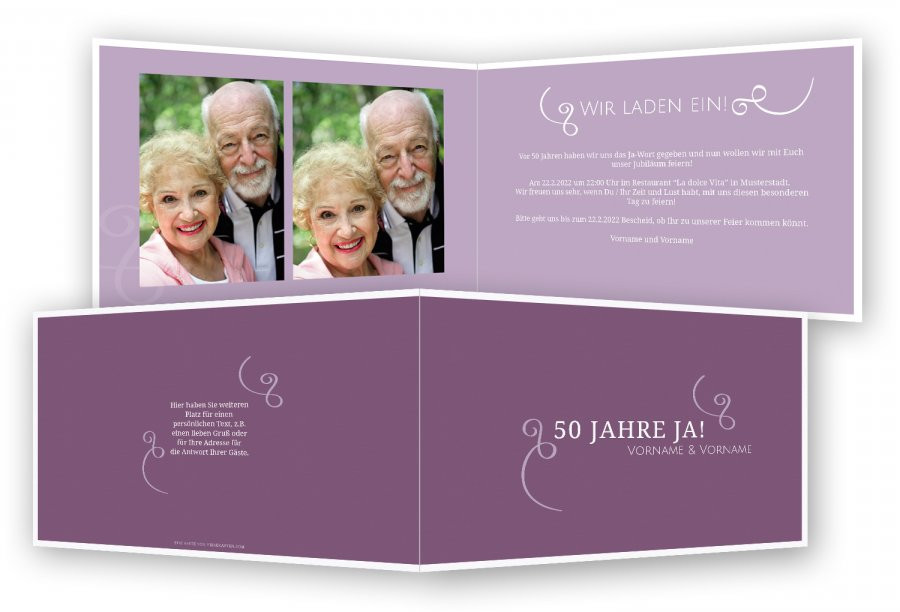 Einladungskarten Hochzeit Gestalten
 Einladungskarten Goldene Hochzeit selbst gestalten