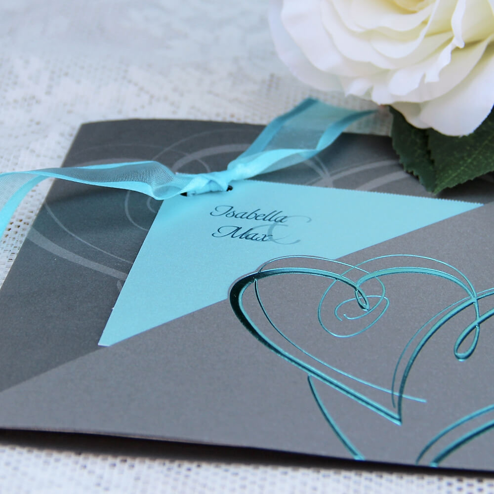 Einladungskarten Hochzeit Türkis
 Hochzeitseinladung "Isabella" elegante Karte zu Ihrer