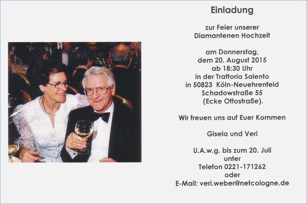 Einladungstext Zur Diamantenen Hochzeit Forum
 Einladungstext Diamantene Hochzeit – travelslow