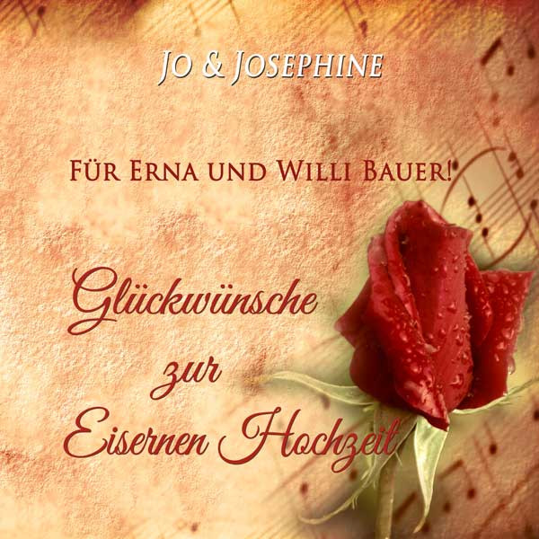 Eiserne Hochzeit Glückwünsche
 65 Jahre verheiratet personalisierte CD als Geschenk