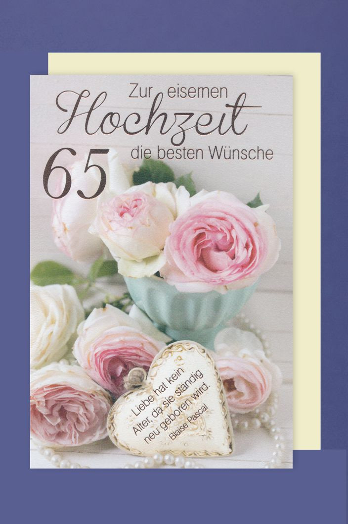 Eiserne Hochzeit Karten
 Eiserne Hochzeit 65 Hochzeitstag Grußkarte Foliendruck