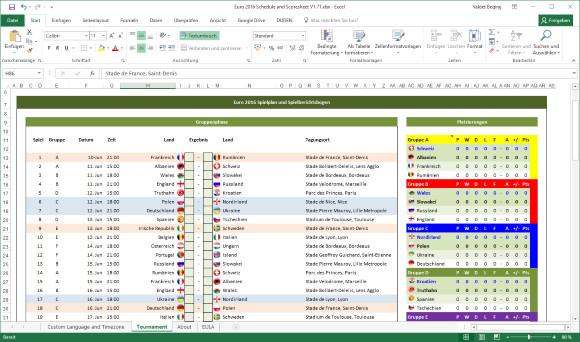 Em Tabelle
 Spielplan der Fußball EM 2016 als Excel Tabelle – it