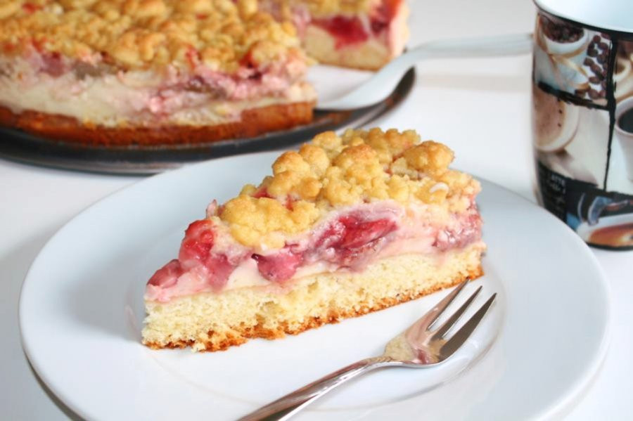 Erdbeer Vanillepudding Kuchen
 Rhabarber Erdbeer Kuchen Rezept